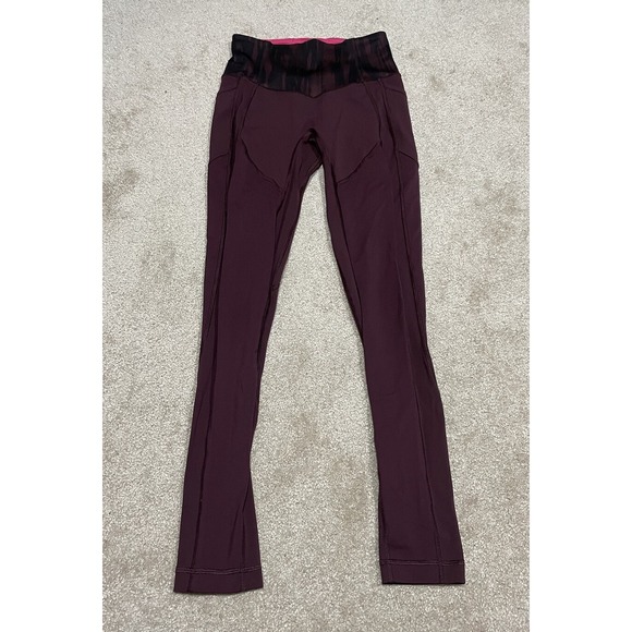 Lululemon Size 4 Full Length Maroon Leggings - Picture 1 of 8